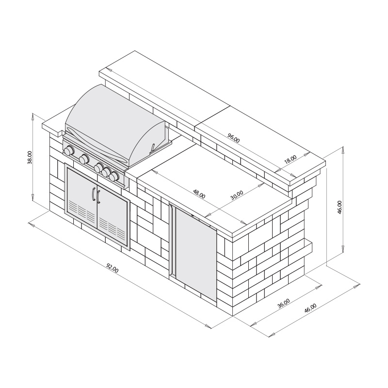 Bar & Grill (with Storage & Refrigerator Opening) Bar & Grill (with Storage & Refrigerator Opening)