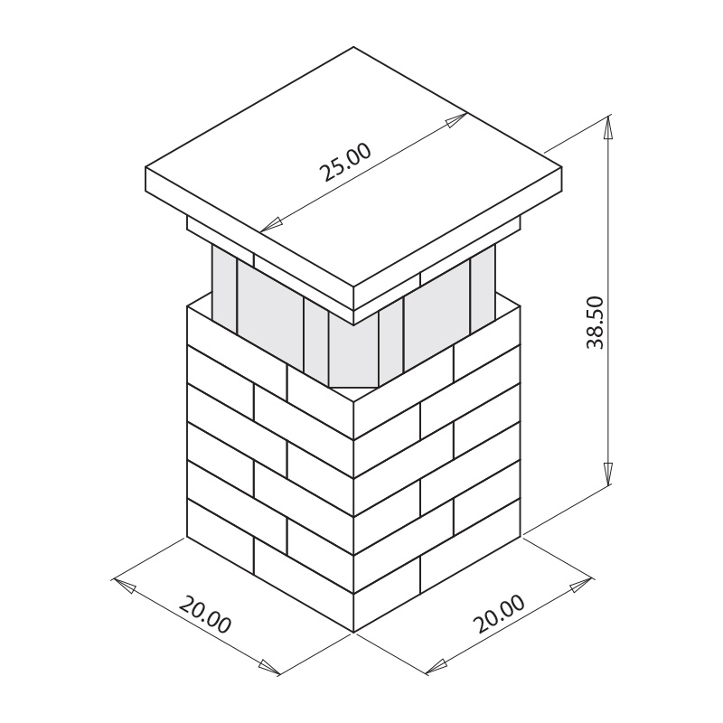 20″ Pillar with Glass Block Kit 20″ Pillar with Glass Block Kit